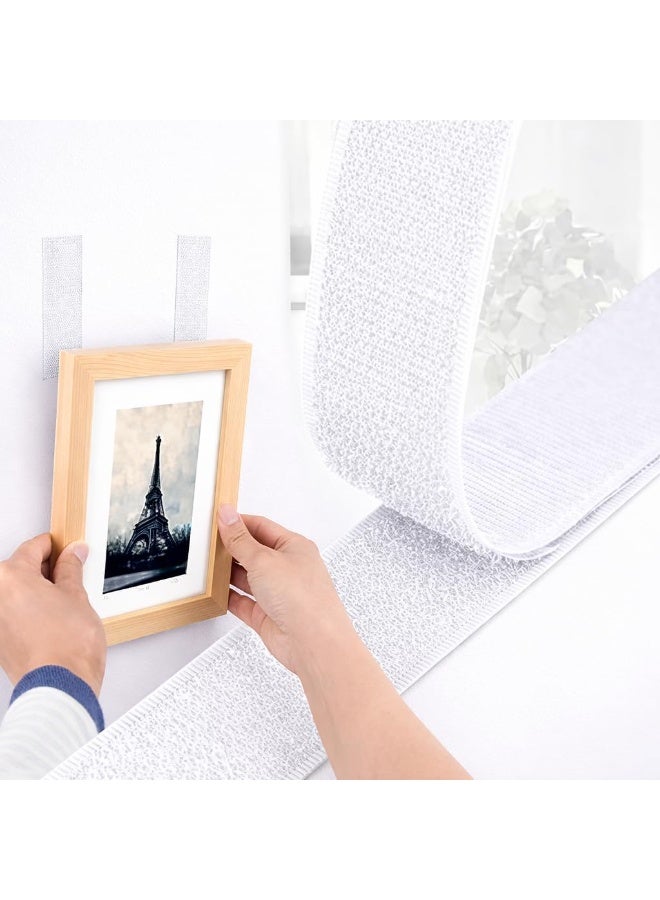 Adhesive Hook And Loop Tape Strong Self Adhesive Fastener Strips Heavy Duty Sticky Back Mounting Solution For Home Office Crafts Organization White 27mm Width, 10M - Image 5